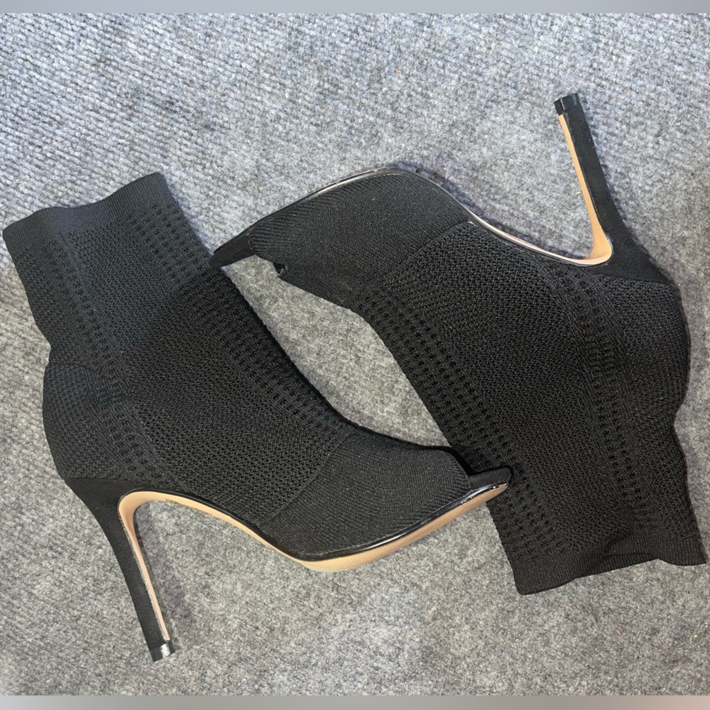 Nicole Miller Black Open Toe Heeled Boots